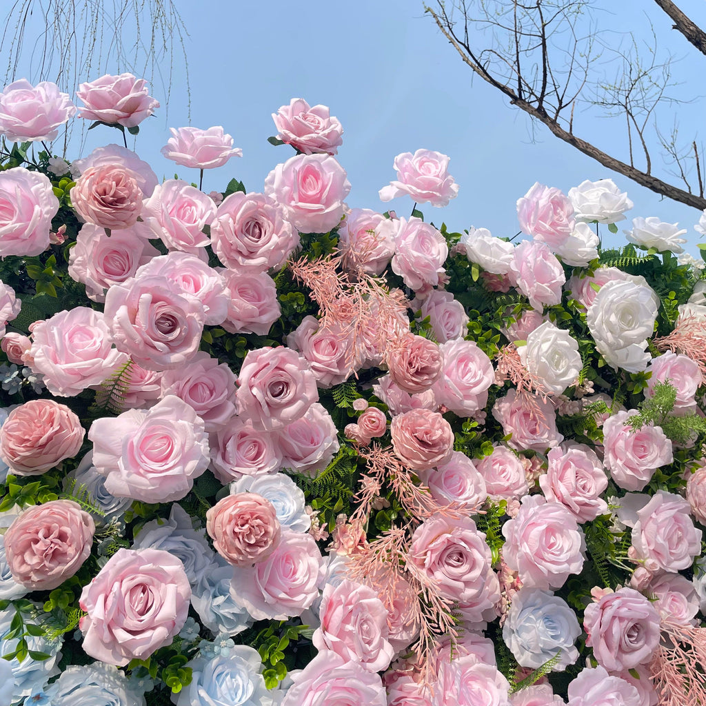 Hope：5D Fabric Artificial rolling up curtain flower wall Rose Morning
