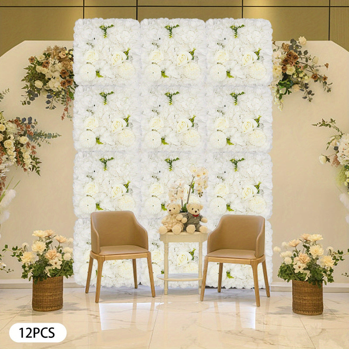 CNCEST 12pcs Flower Wall Panels, Artificial Flower Wall Panel, Suitable for Porch, Balcony, Garage, Terrace