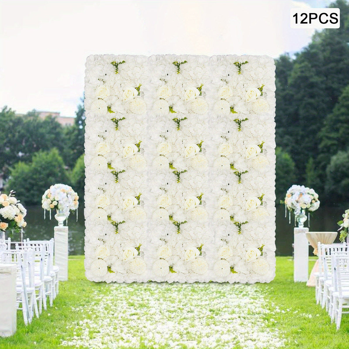CNCEST 12pcs Flower Wall Panels, Artificial Flower Wall Panel, Suitable for Porch, Balcony, Garage, Terrace
