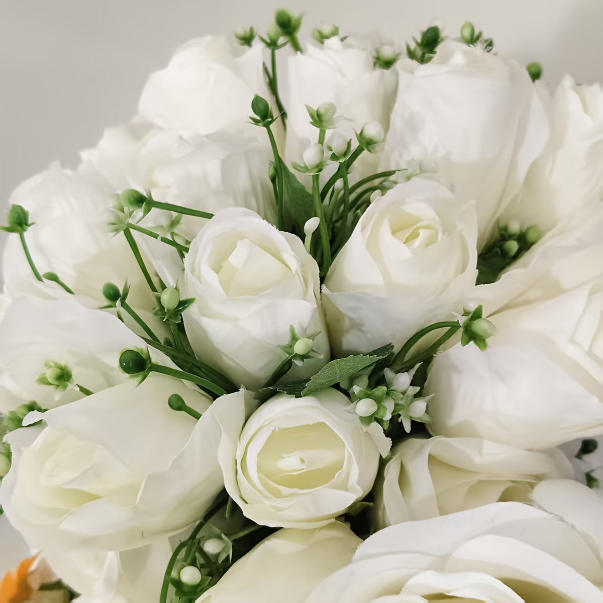 A Faux Bridal Bouquet with Green Leaves for a Forest-Themed Wedding, Perfect for Home Decoration