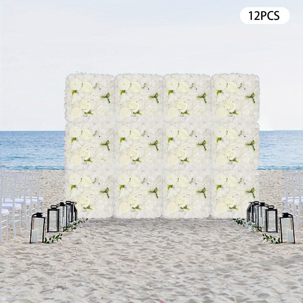 CNCEST 12pcs Flower Wall Panels, Artificial Flower Wall Panel, Suitable for Porch, Balcony, Garage, Terrace