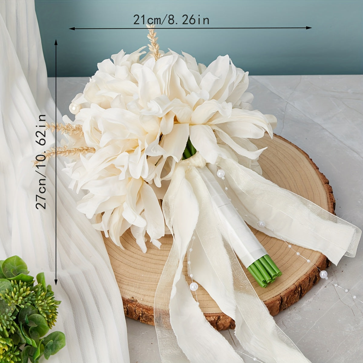 1-Pack Korean Style Bridal Artificial Hand Bouquet, New Wedding Bride Ribbon Artificial Hand Bouquet