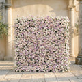 Alirae: 5D Sweet Lilac & Cream Silk Rose Flower Wall Roll-Up Fabric Backdrop for Elegant Anniversary & Event Decor Free Shipping