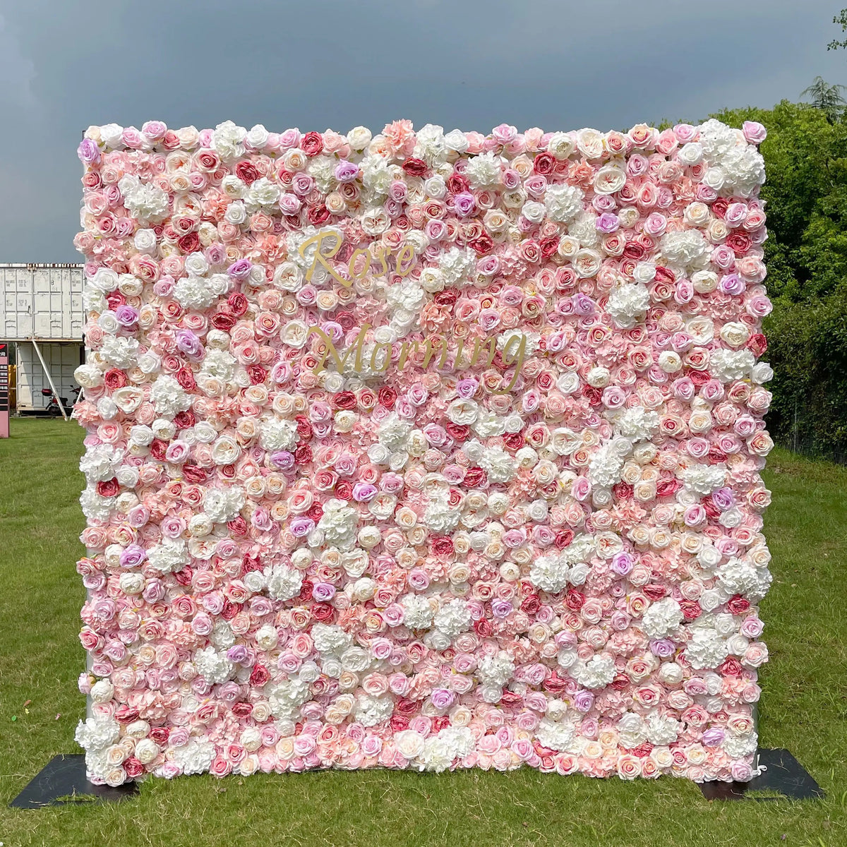 Allan：5D Fabric Artificial rolling up curtain flower wall Free Shipping
