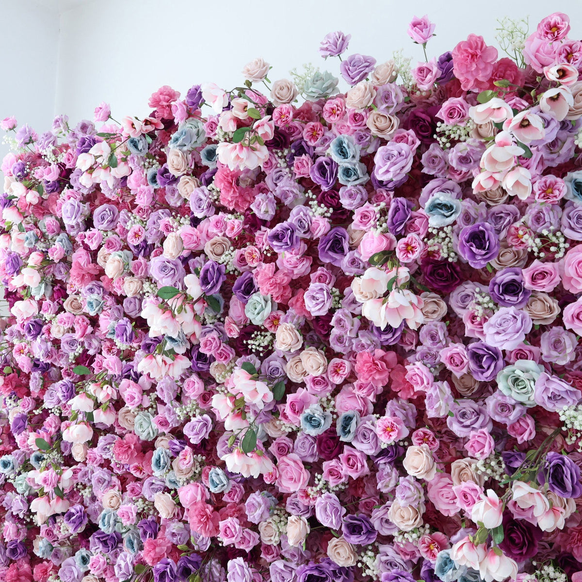 ValarFlowers Enchanted Pastel Pink & Purple Floral Symphony Flower Wall: A Romantic Masterpiece for Dreamy Celebrations-VF-504