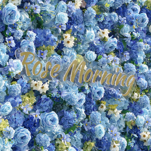 Blue：5D Fabric Artificial rolling up curtain flower wall Free Shipping