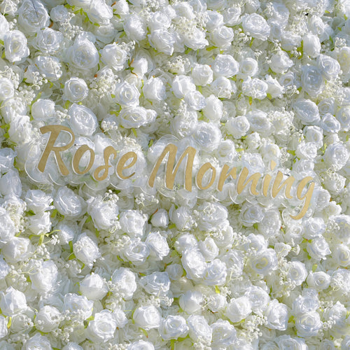 Breath：5D White Roses Fabric Artificial rolling up curtain flower wall Free Shipping