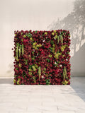 Brilena: 5D Fabric Artificial rolling up curtain flower wall — front view