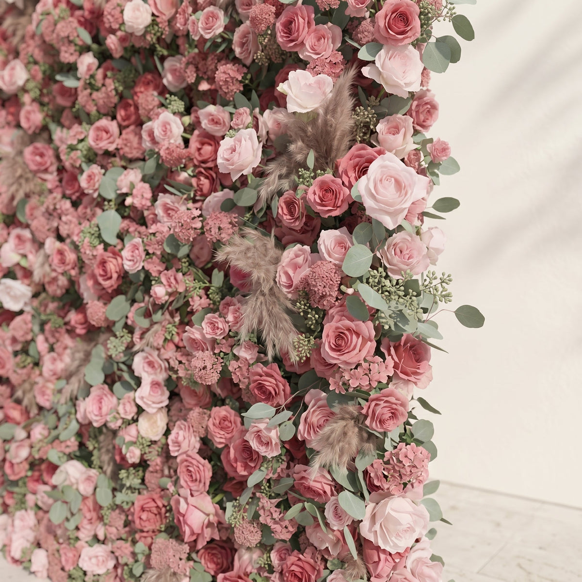 Cloressa: Luxury 5D Dusty Rose & Nude Pink Silk Floral Wall with Dried Pampas Grass for Modern Weddings Free Shipping