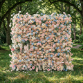 Coralie: 5D Peach & Baby Blue Silk Floral Wall Roll-Up Fabric Backdrop for Dreamy Wedding & Birthday Party Party Free Shipping