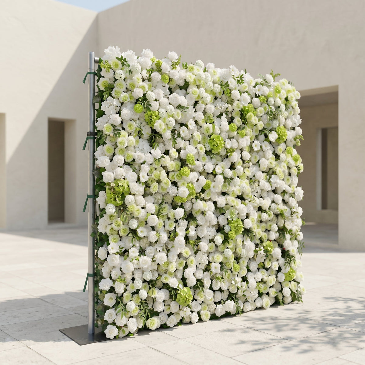 Cordelle: Luxury 4D Creamy White & Fresh Green Silk Floral Wall Backdrop for Organic Garden Weddings Free Shipping