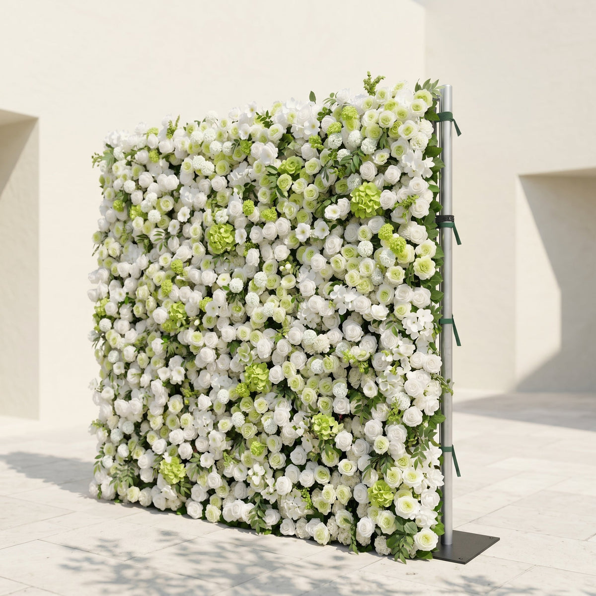Cordelle: Luxury 4D Creamy White & Fresh Green Silk Floral Wall Backdrop for Organic Garden Weddings Free Shipping