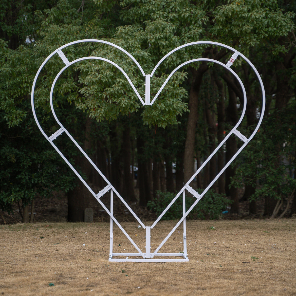 Bloomira: Heart-Shaped All-White Silk Rose and Baby's Breath Floral Arch Arrangement for Wedding Ceremonies | Event Floral Decor