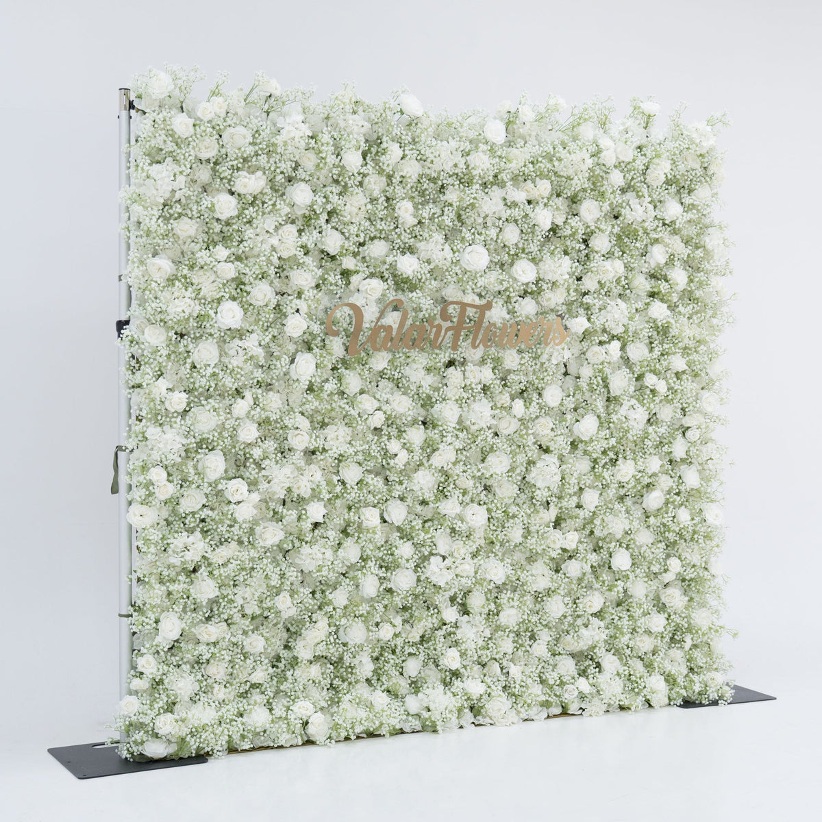 ValarFlowers Artificial Floral Wall Backdrop: Serene Meadows Artificial Floral Wall Backdrop: White Rose & Baby's Breath Edition-VF-268-2