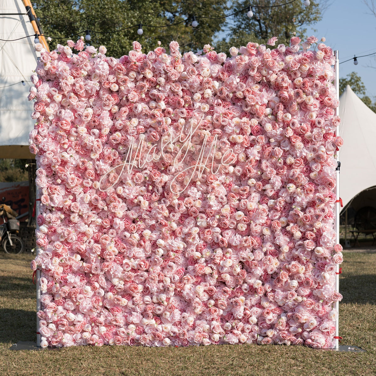 Valar Flowers Roll Up Artificial Lush Pink Floral Wall VF-501