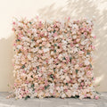 Elvenessa:5D Neutral Warm Blush Pink & Ivory White Silk Rose Flower Wall Roll-Up Fabric Backdrop for Romantic Weddings & Proposals Free Shipping