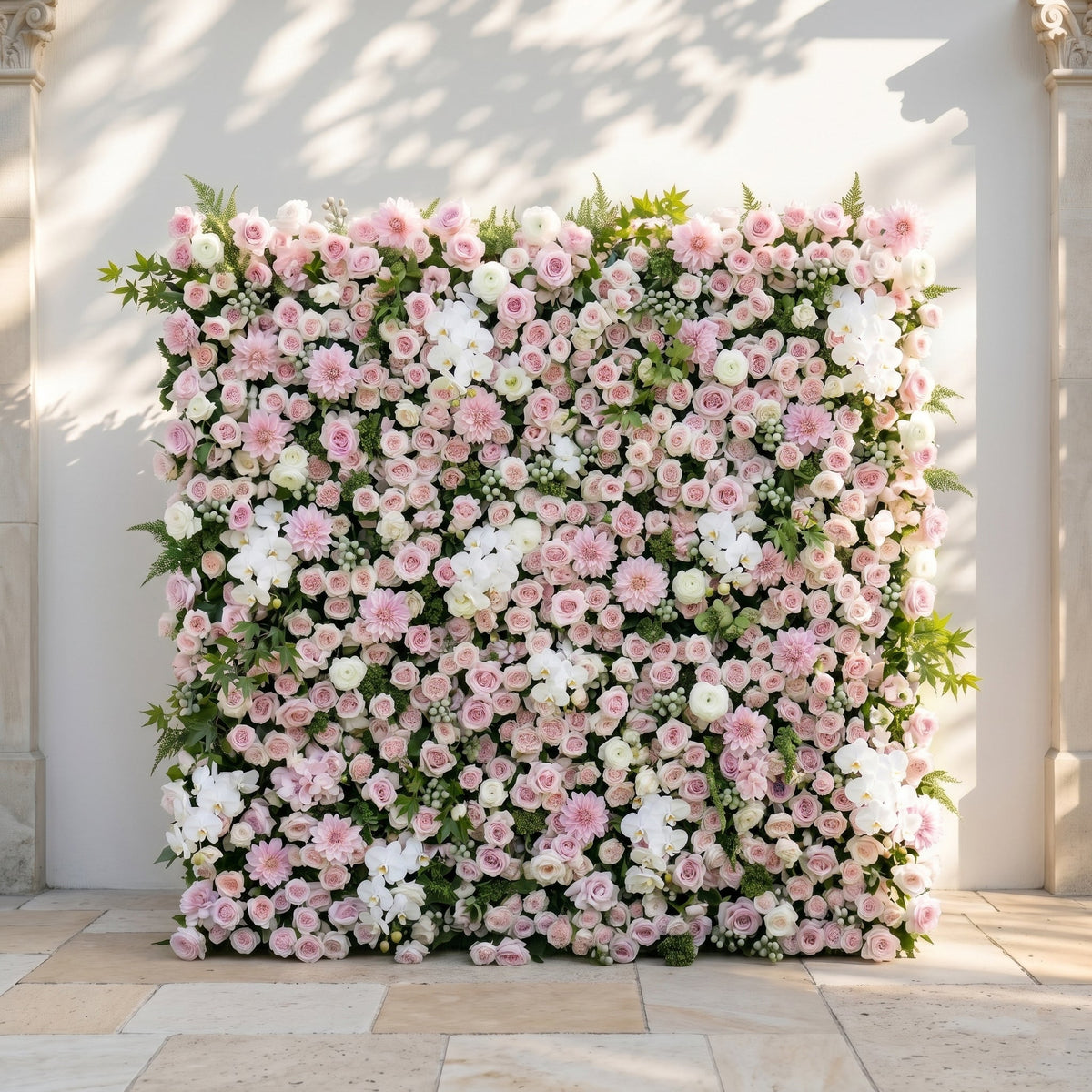Embervale:Luxury 5D Roll-up Pink&White Flower Wall for Wedding and Events Decor embervale front