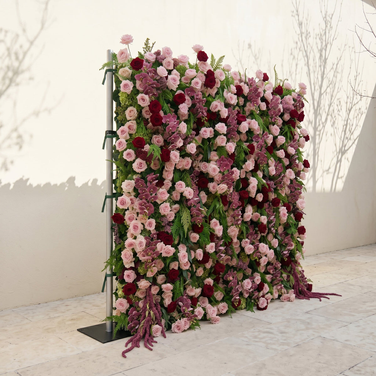 Gaellena:Luxury 5D Burgundy & Blush Pink Floral Wall with Greenery Roll-Up Backdrop for Romantic Fall Weddings Free Shipping