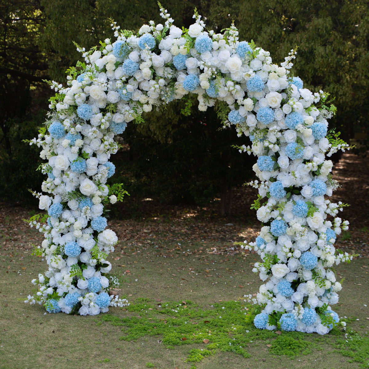 Glacier: 2026 New White and Green Floral Arch including light Blue Hydrangea for Wedding & Party Decor | Event Floral Decor