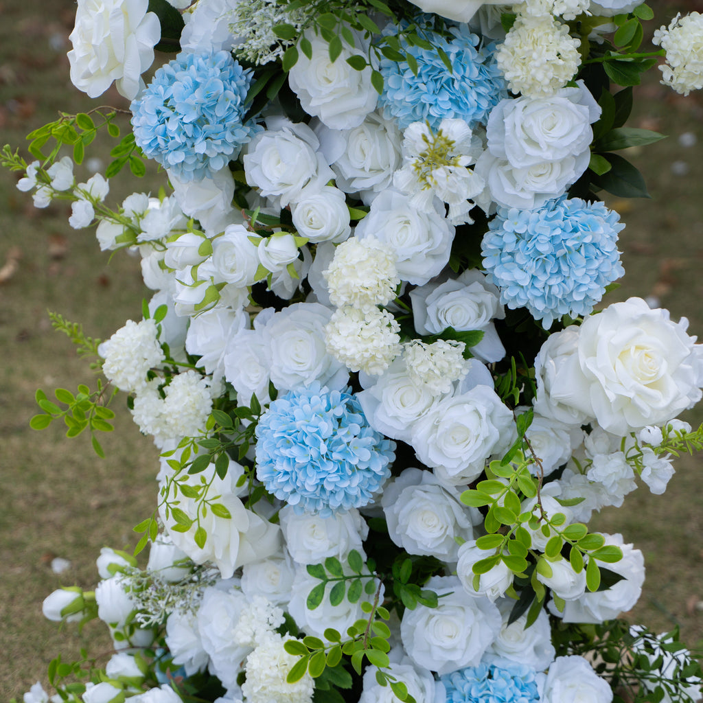 Glacier: 2026 New White and Green Floral Arch including light Blue Hydrangea for Wedding & Party Decor | Event Floral Decor