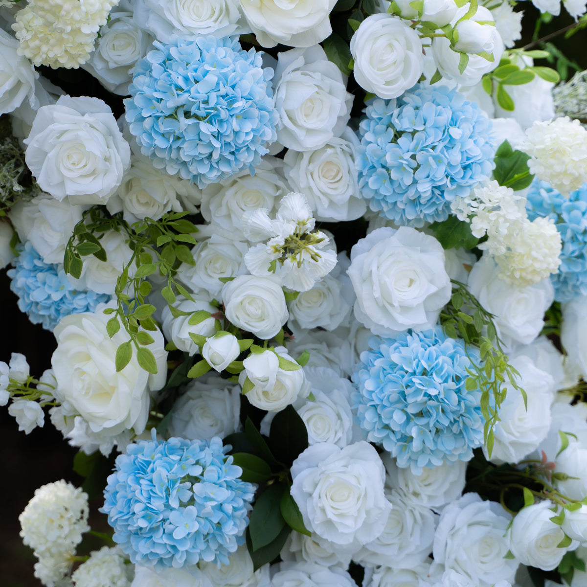 Glacier: 2026 New White and Green Floral Arch including light Blue Hydrangea for Wedding & Party Decor | Event Floral Decor
