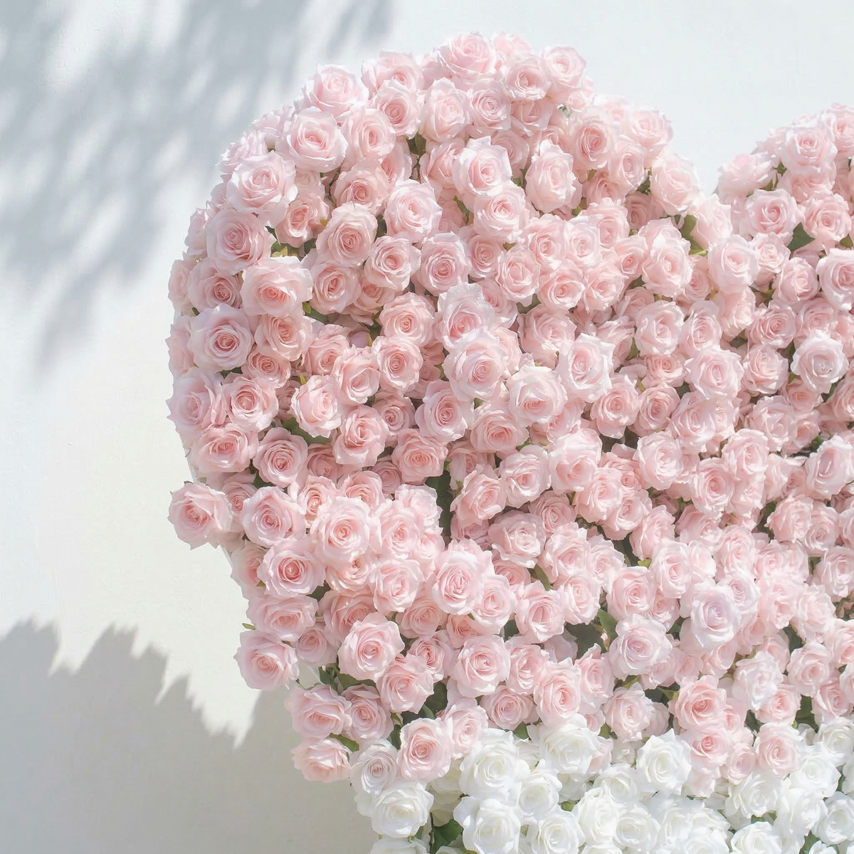 Ismira：3D Dreamy Pink & Ivory Heart-Shaped Aritificial Floral Backdrop for Sweet Proposals & Weddings Free Shipping