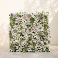 Jollyra:5D Blush Lavender Pink & Ivory White Silk Rose Flower Wall Roll-Up Fabric Backdrop with Lush Greenery for Romantic Weddings & Proposals Free Shipping