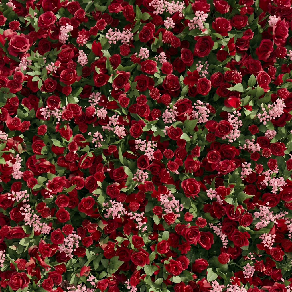 Maelmora: New Luxury 3D Red Roses Flower Wall with pink babybreath for Weddings&Event Decor maelmora detail 2