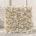 Mavenena:5D Neutral Cream Blush Pink & Ivory White Silk Rose Flower Wall Roll-Up Fabric Backdrop for Romantic Weddings & Proposals Free Shipping
