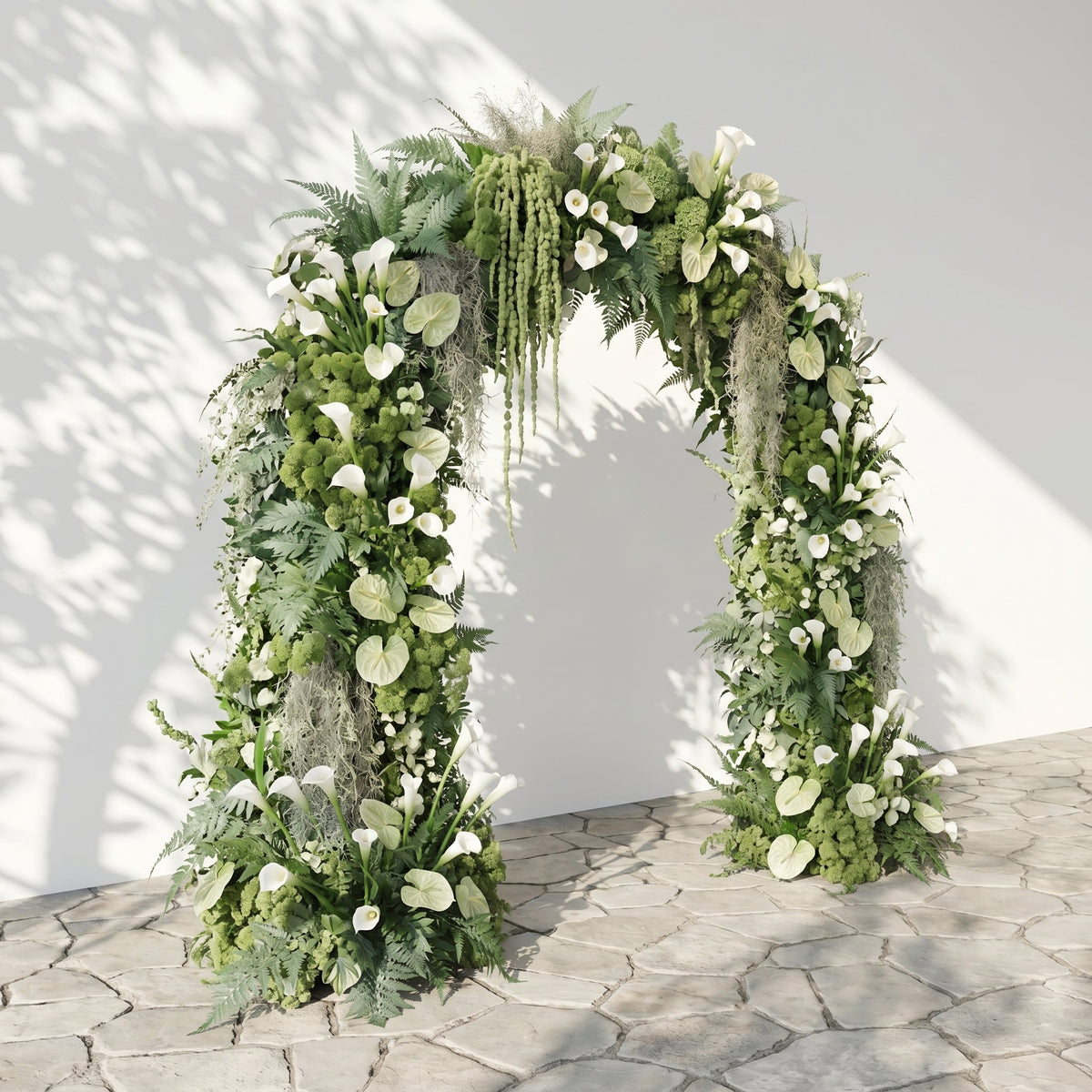 Mavenena floral arch: Classic Sage Green Floral Arch with White Calla Lily Floral Arch for Weddings & Events & Events Decor Incuding Frame | Event Floral Decor