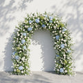 Mavenrella Floral Arch: Luxury Classic White & Green Floral Arch with Light Blue Hydrangeas Floral Arch for Weddings & Events & Events Decor Incuding Frame | Ceremony & Event Decor