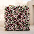 Mavenrella:5D Burgundy Red, Blush Pink & Ivory White Silk Rose Flower Wall Roll-Up Fabric Backdrop for Romantic Weddings & Proposals Free Shipping