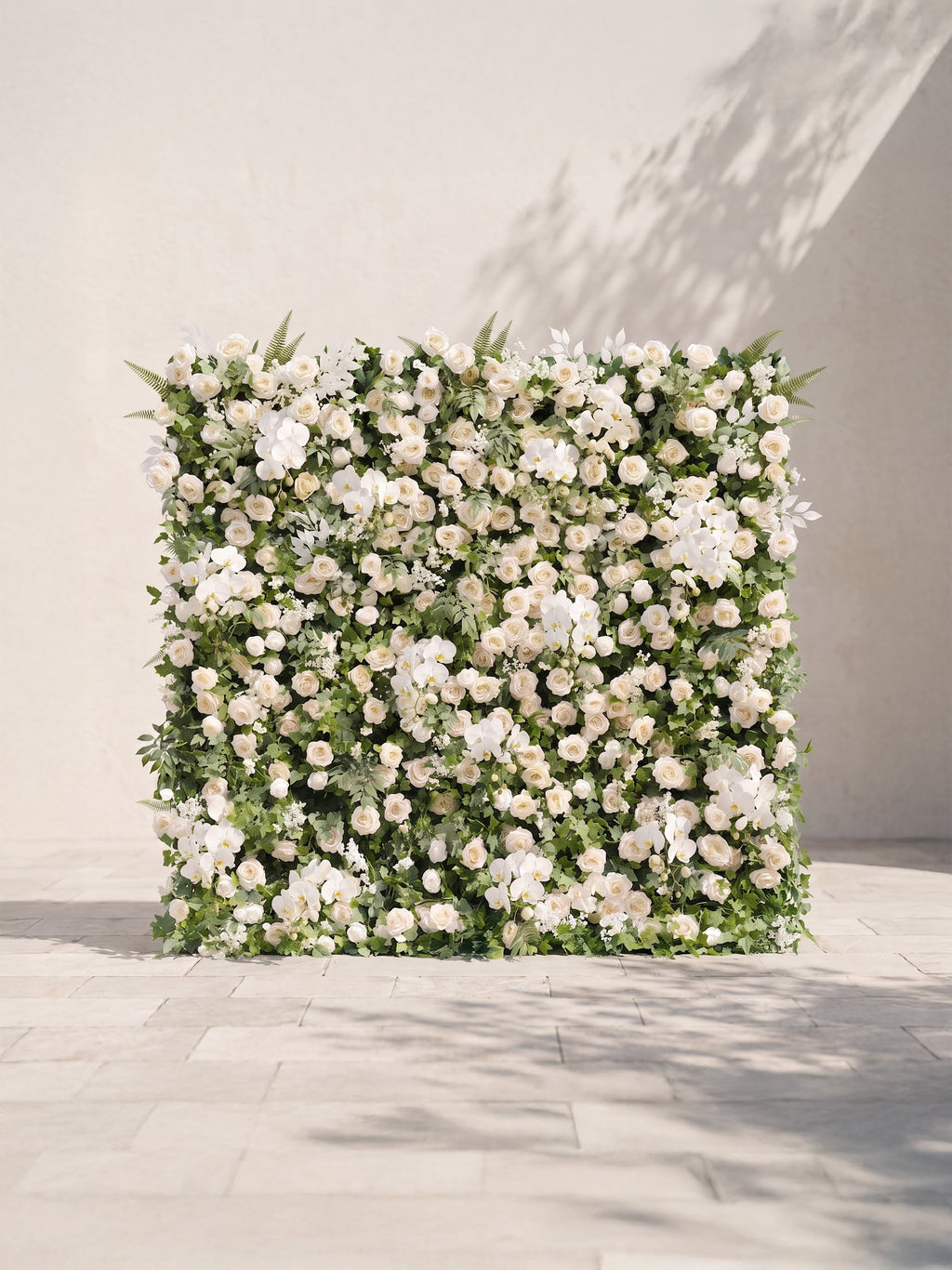 Melmora: 5D Fabric Artificial rolling up curtain flower wall — front view