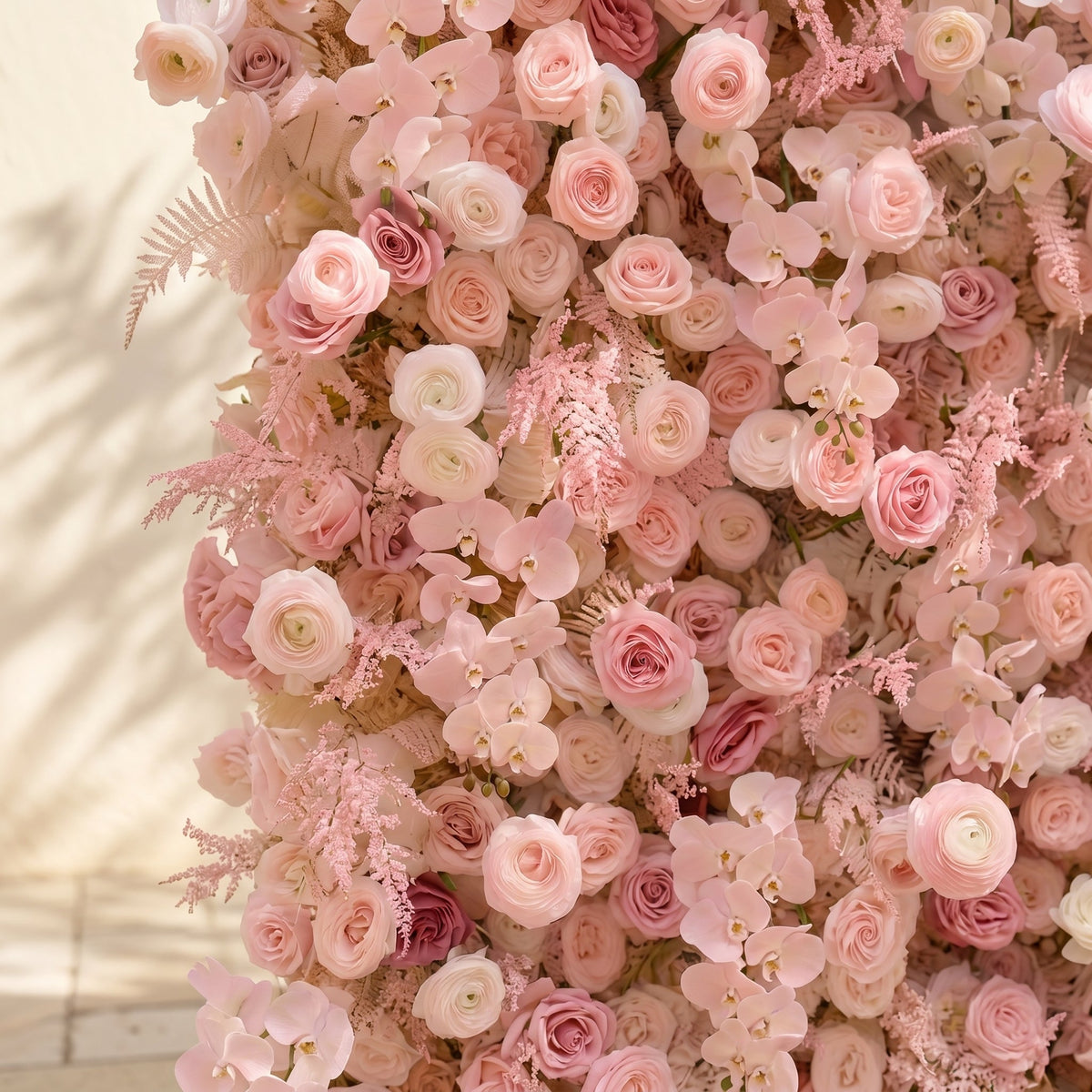 Mirenrose: Luxury 5D All-Blush Pink Silk Floral Wall Roll-Up Fabric Backdrop for Romantic Dream Weddings Free Shipping