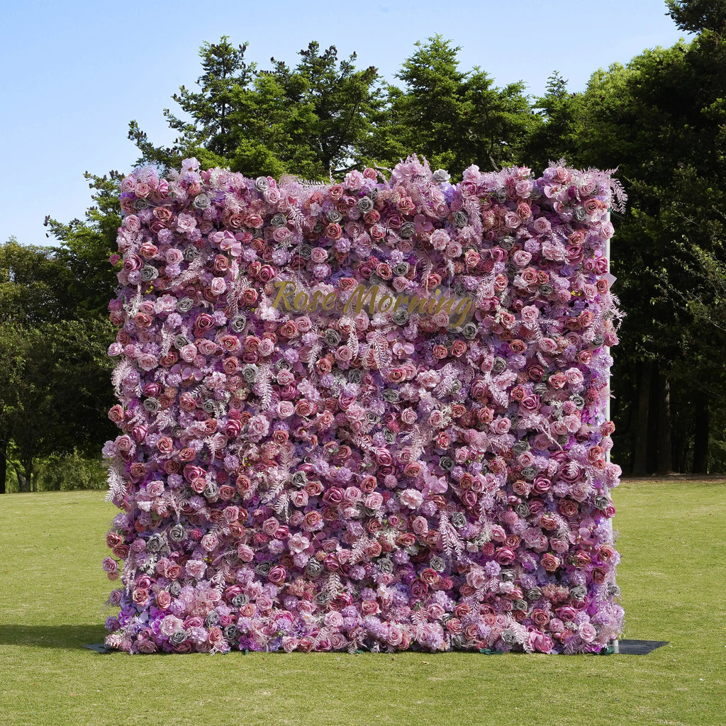 Monica：5D Fabric Artificial rolling up curtain flower wall Free Shipping