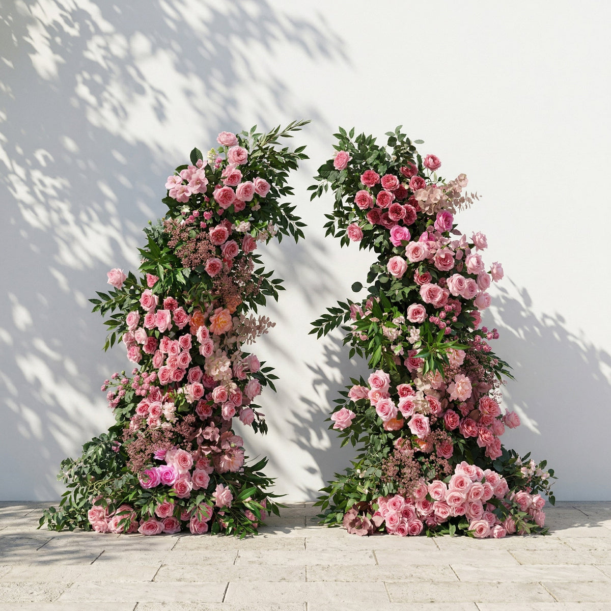 Morbelle Horn Arch: Blush Pink Roses Floral Arch with Greenery for Luxury and Natural Garden Weddings & Events Decor Incuding Frame | Event Floral Decor