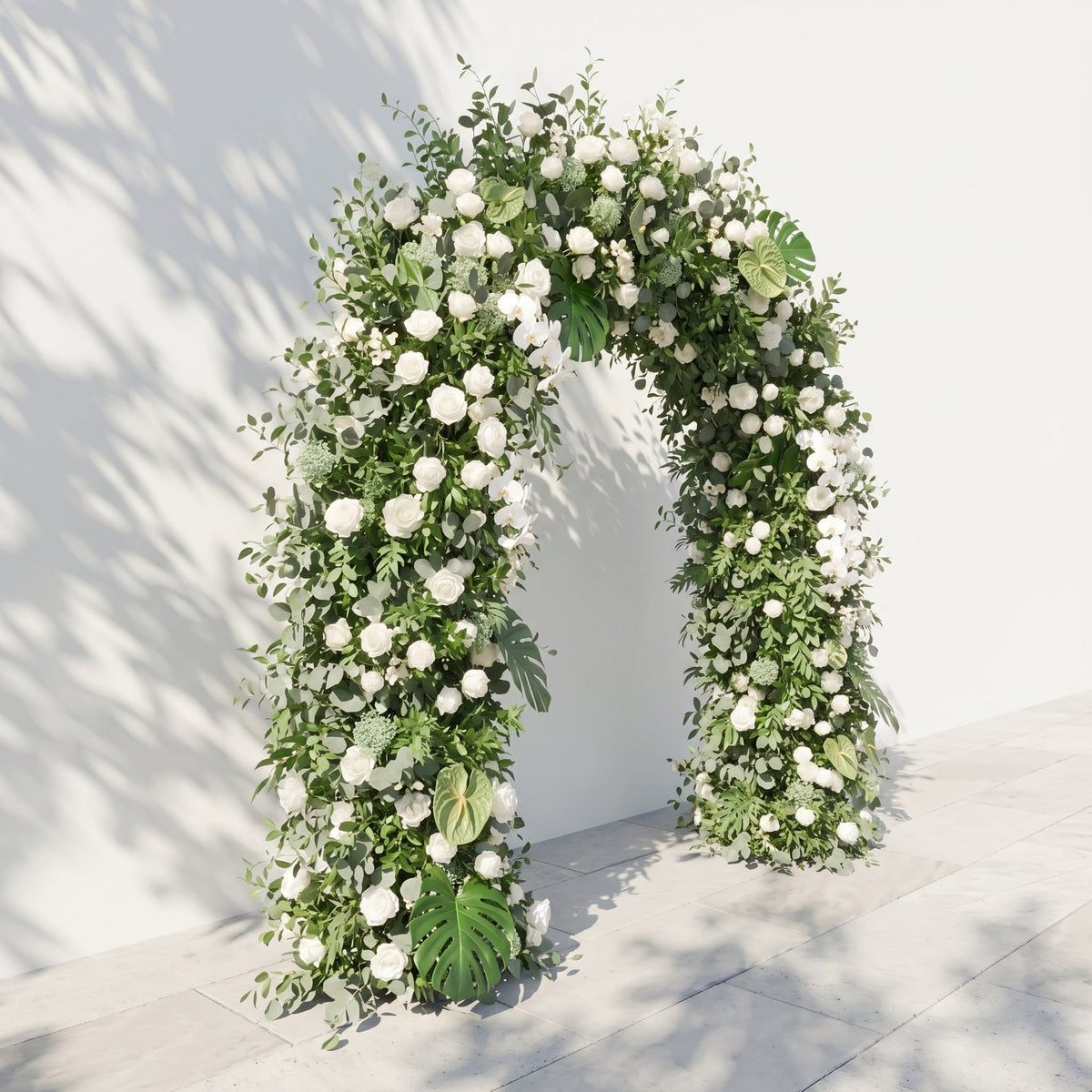 Norenina Round Arch: New Luxury Classic White & Green Floral Arch for Weddings & Events & Events Decor Incuding Frame | Event Floral Decor