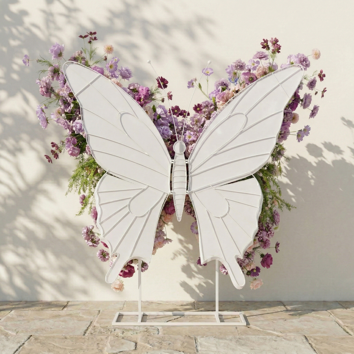 Nyvra: Dreamy Lavender & Purple Butterfly-Shaped Artificial Floral Wall for Garden Wedding & Event Free Shipping