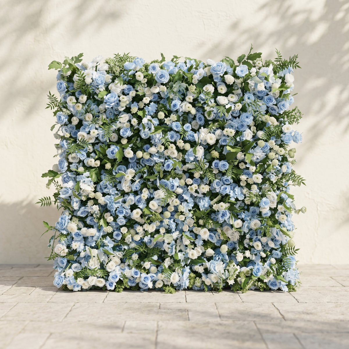 Orelvia:New Luxury 5D Blue&White roses Flower wall with Greenery for Wedding&Event Decor orelvia front