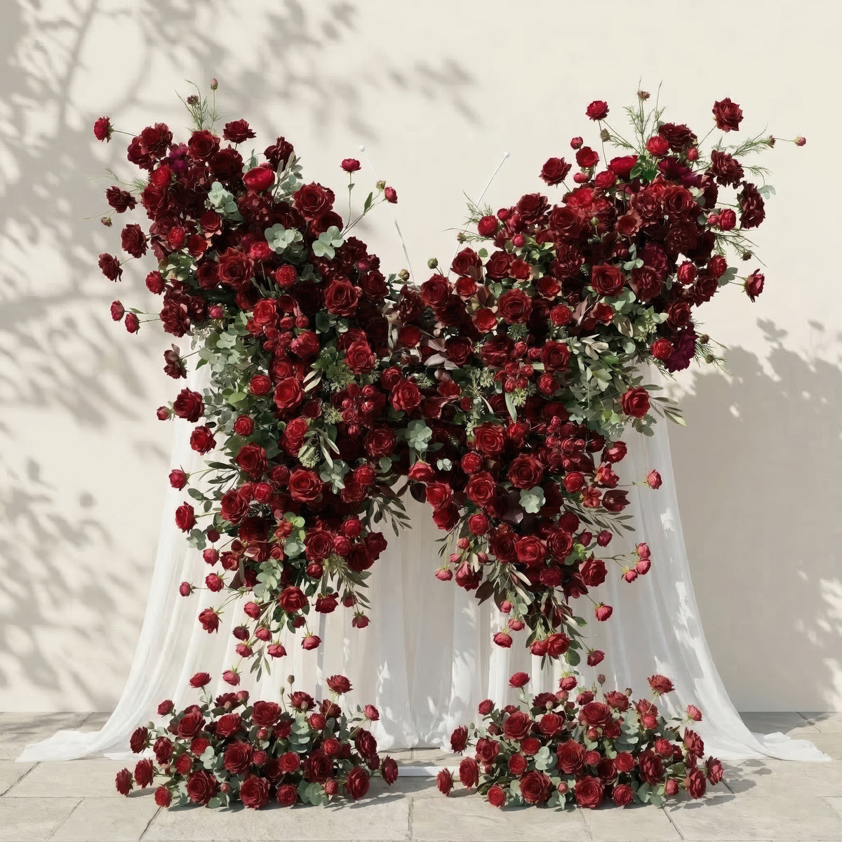 Orlisse: Vintage Burgundy Butterfly-Shaped Artificial Floral Wall for Luxury Wedding Decor Free Shipping