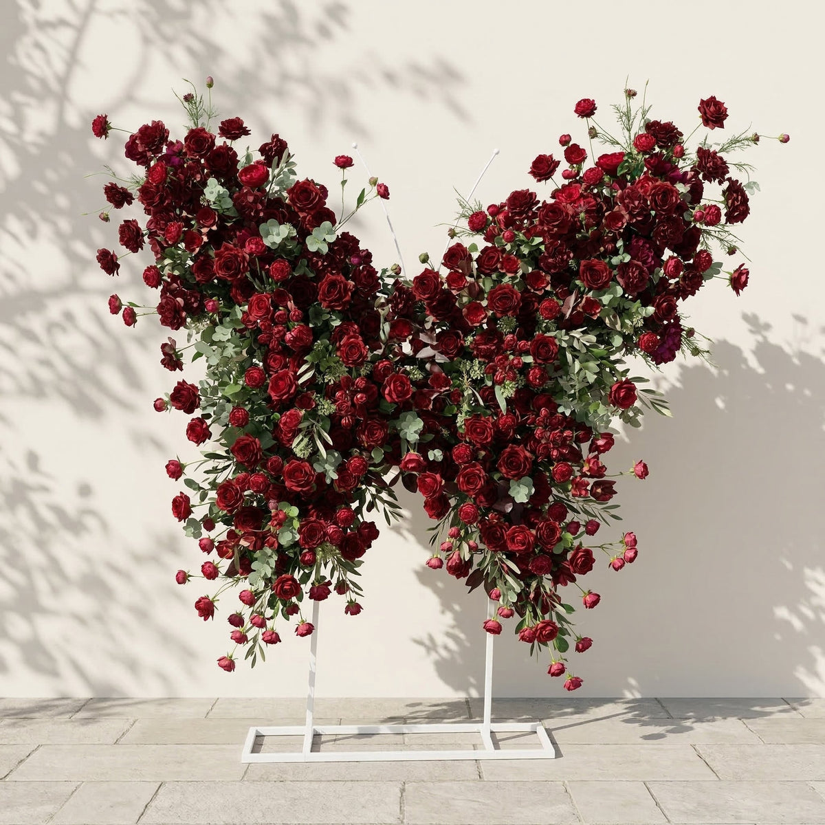 Orlisse: Vintage Burgundy Butterfly-Shaped Artificial Floral Wall for Luxury Wedding Decor Free Shipping