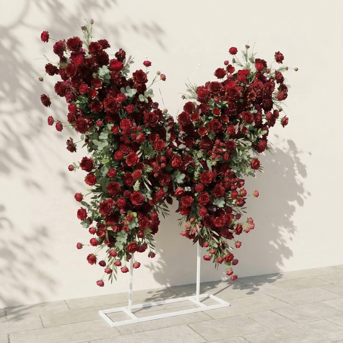 Orlisse: Vintage Burgundy Butterfly-Shaped Artificial Floral Wall for Luxury Wedding Decor Free Shipping