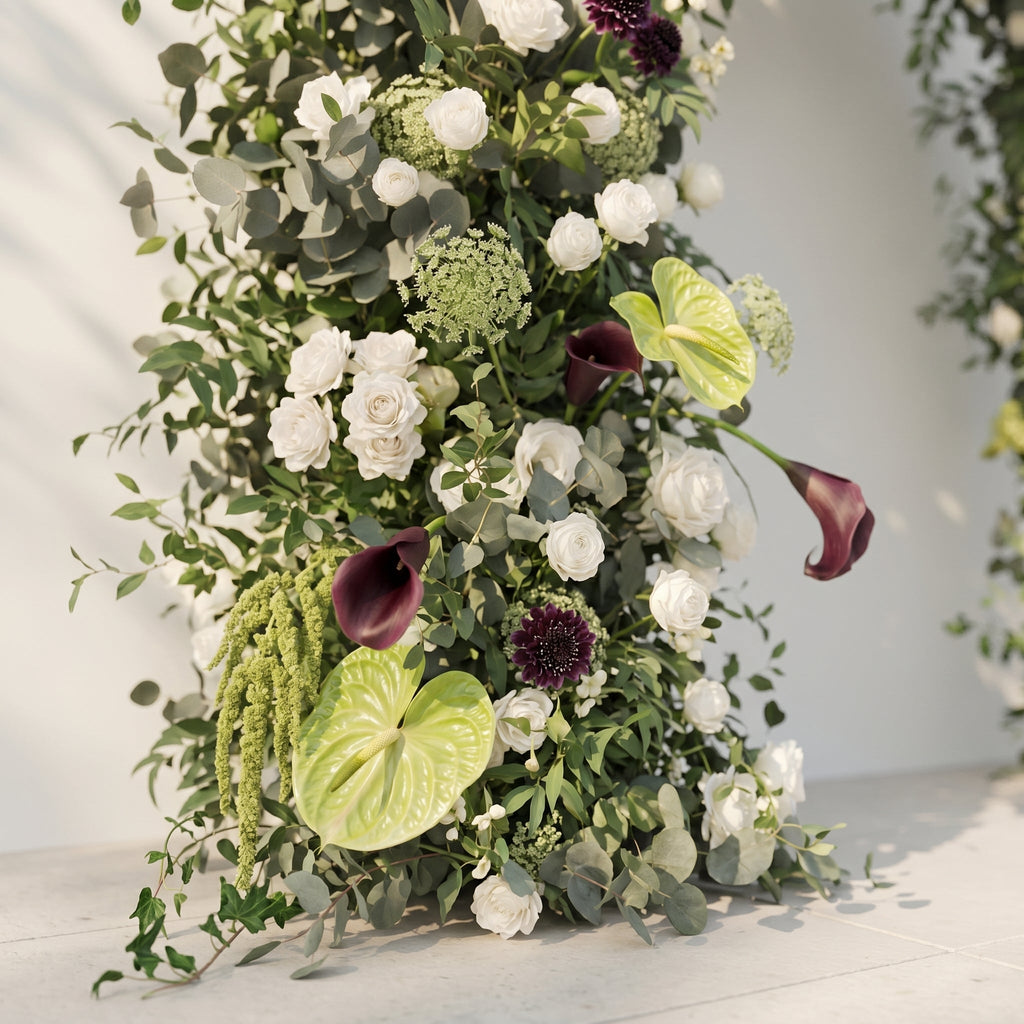 Peria: 2026 Luxury Sage Green and White Roses Flower arch with Callas for Weddings & Events & Events Decor Incuding Frame | Wedding Floral Decor