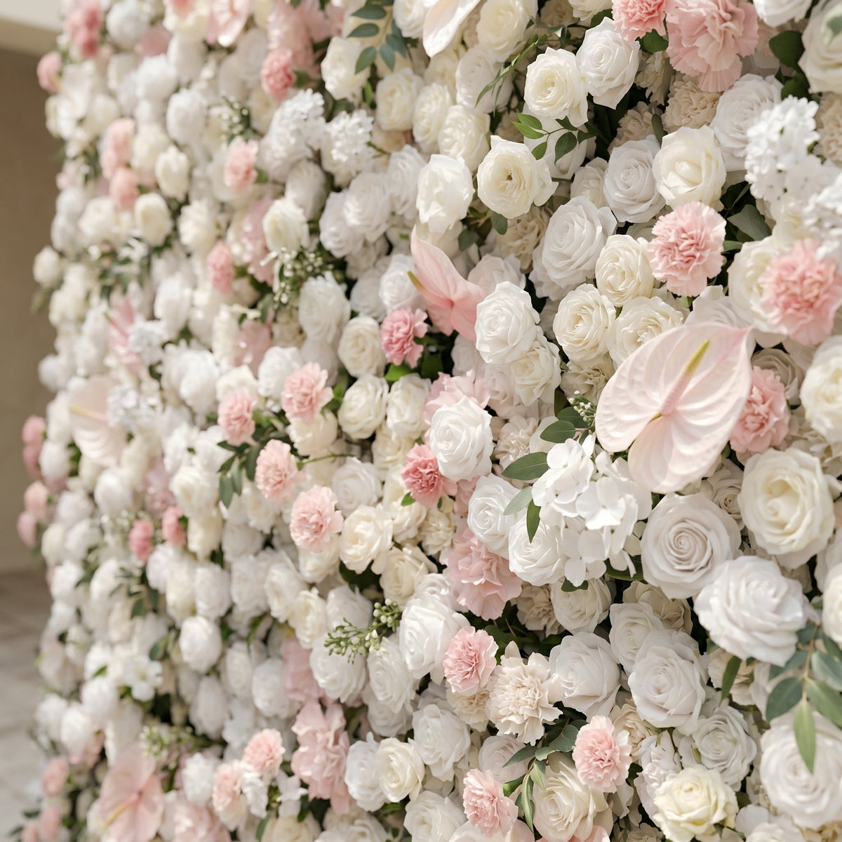 Sorelmora:5D Blush Pink & Ivory White Silk Rose Flower Wall Roll-Up Fabric Backdrop for Romantic Weddings & Proposals Free Shipping