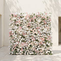 Sorelmora:5D Blush Pink & Ivory White Silk Rose Flower Wall Roll-Up Fabric Backdrop for Romantic Weddings & Proposals Free Shipping