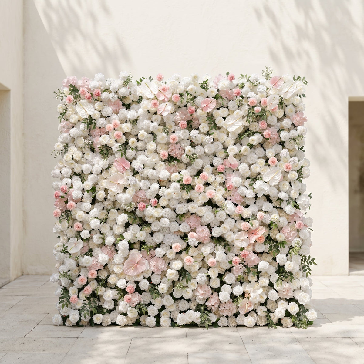 Sorelmora:5D Blush Pink & Ivory White Silk Rose Flower Wall Roll-Up Fabric Backdrop for Romantic Weddings & Proposals Free Shipping