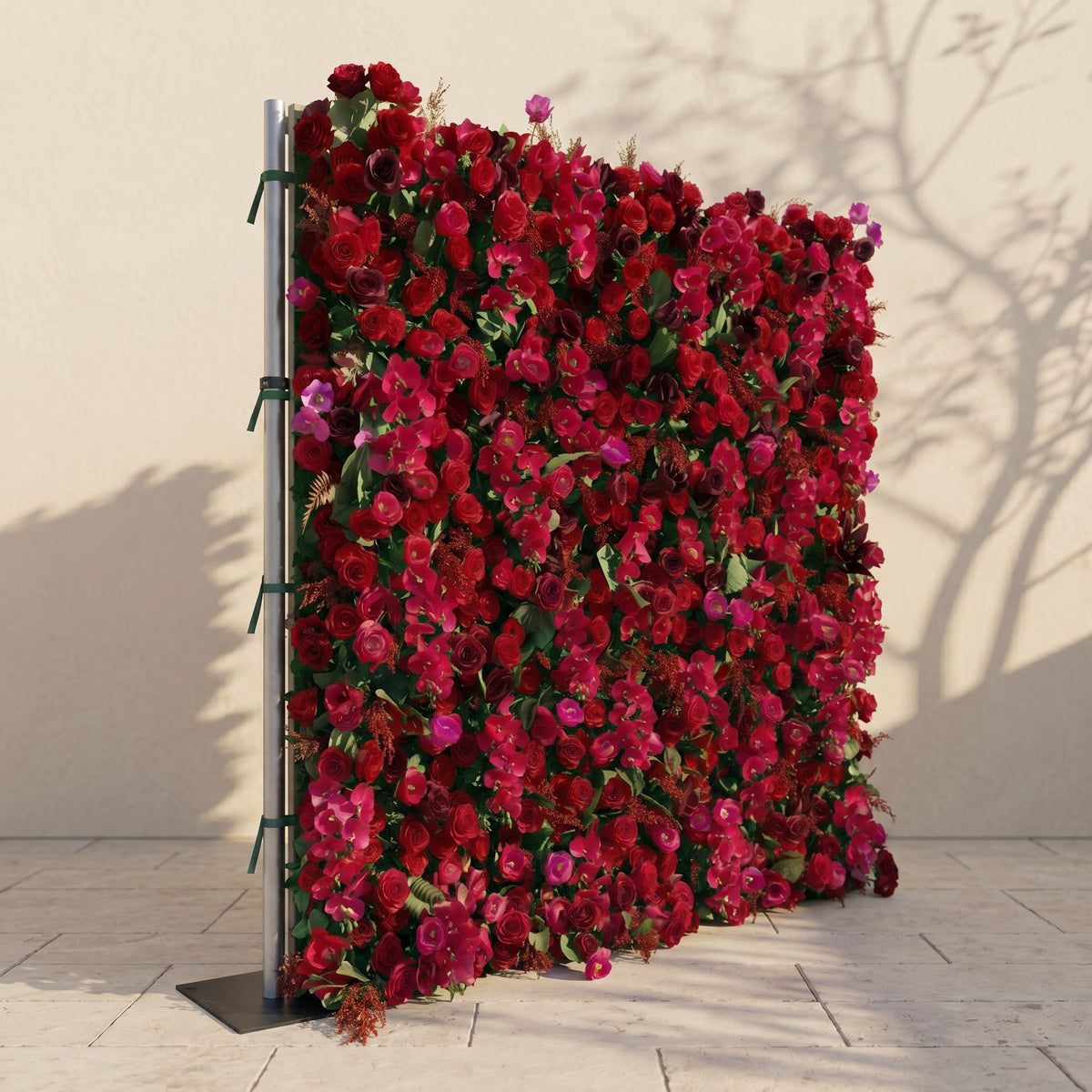 Torella:5D Luxury Burgundy Red Silk Rose Flower Wall Roll-Up Fabric Backdrop for Romantic Weddings & Proposals Free Shipping