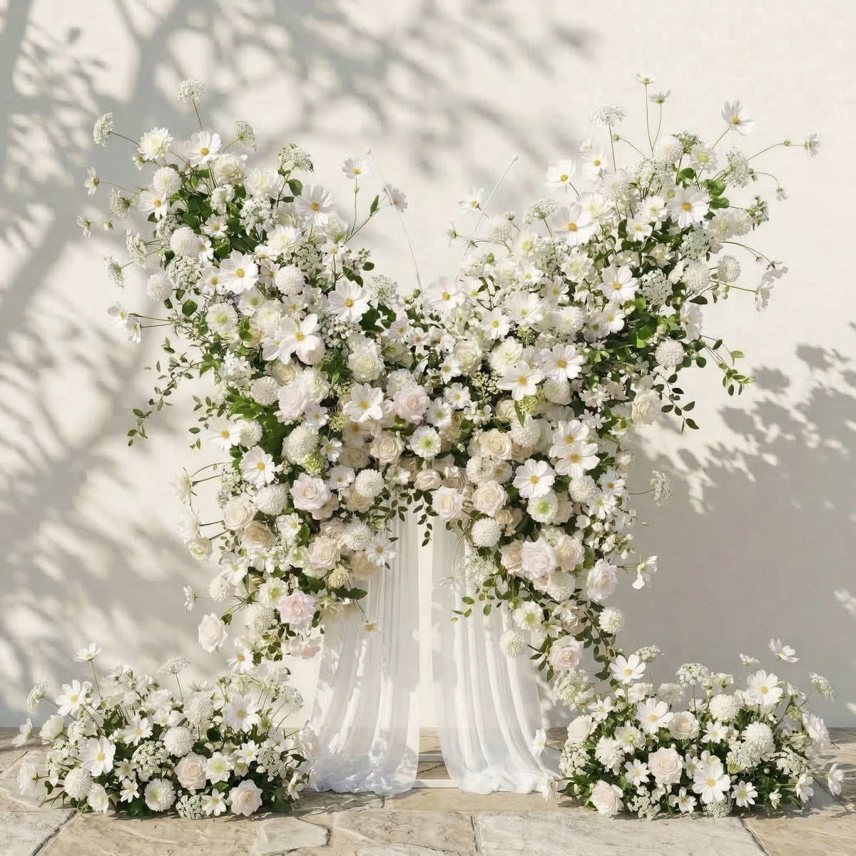 Velmora: Exquisite Ivory Butterfly-Shaped Flower Wall for Birthday & Anniversary Decor Free Shipping
