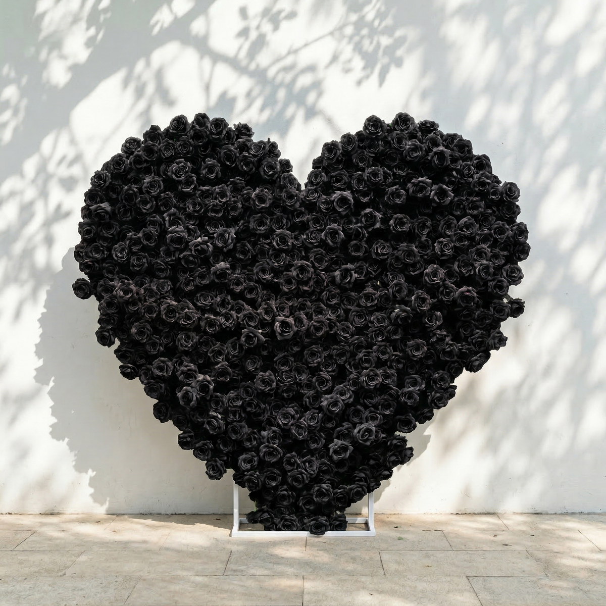 Xelune: 3D Mysterious All-Black Heart-Shaped Artificial Floral Backdrop for Luxury Photo Booth & Events Free Shipping