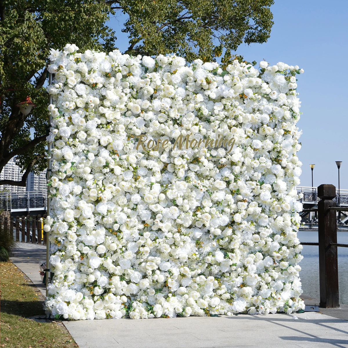 YaYa：5D Rose Morning Zipper flower wall Fabric Backdrop Artificial rolling up curtain flower wall Free Shipping